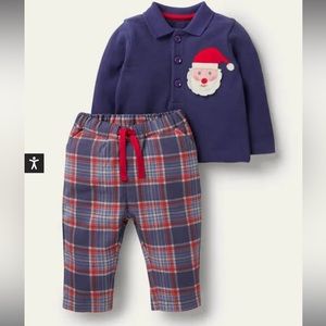 2T/3T Mini Boden Christmas polo shirt set